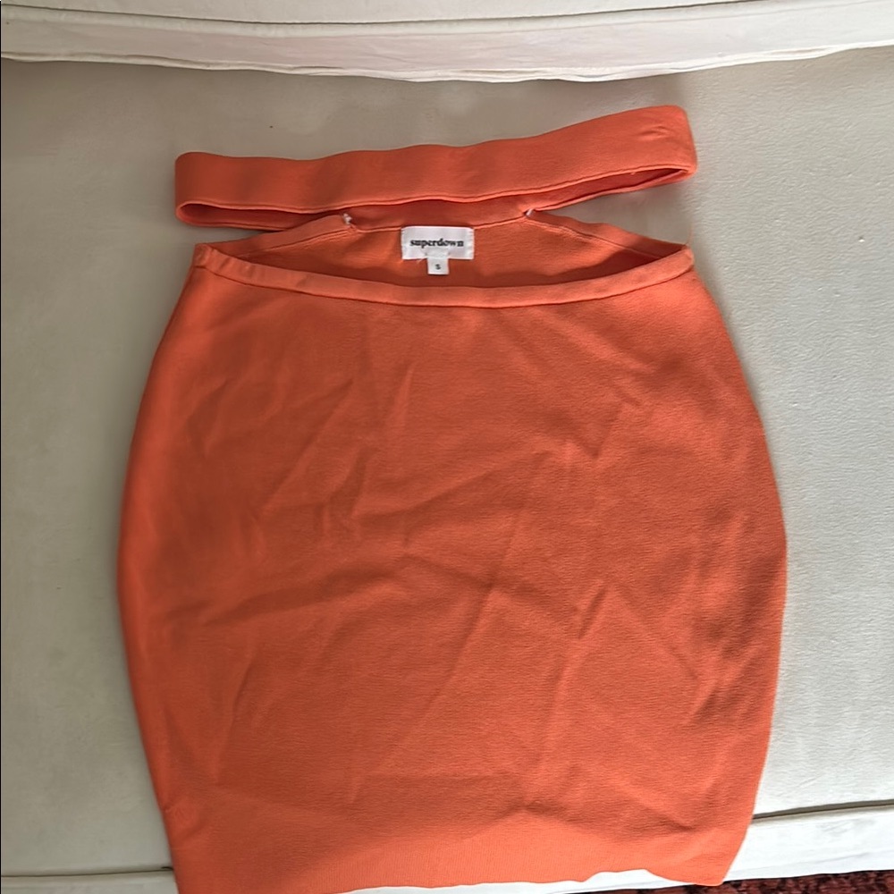 Express Orange Mini Pencil Skirt Set for Cocktail